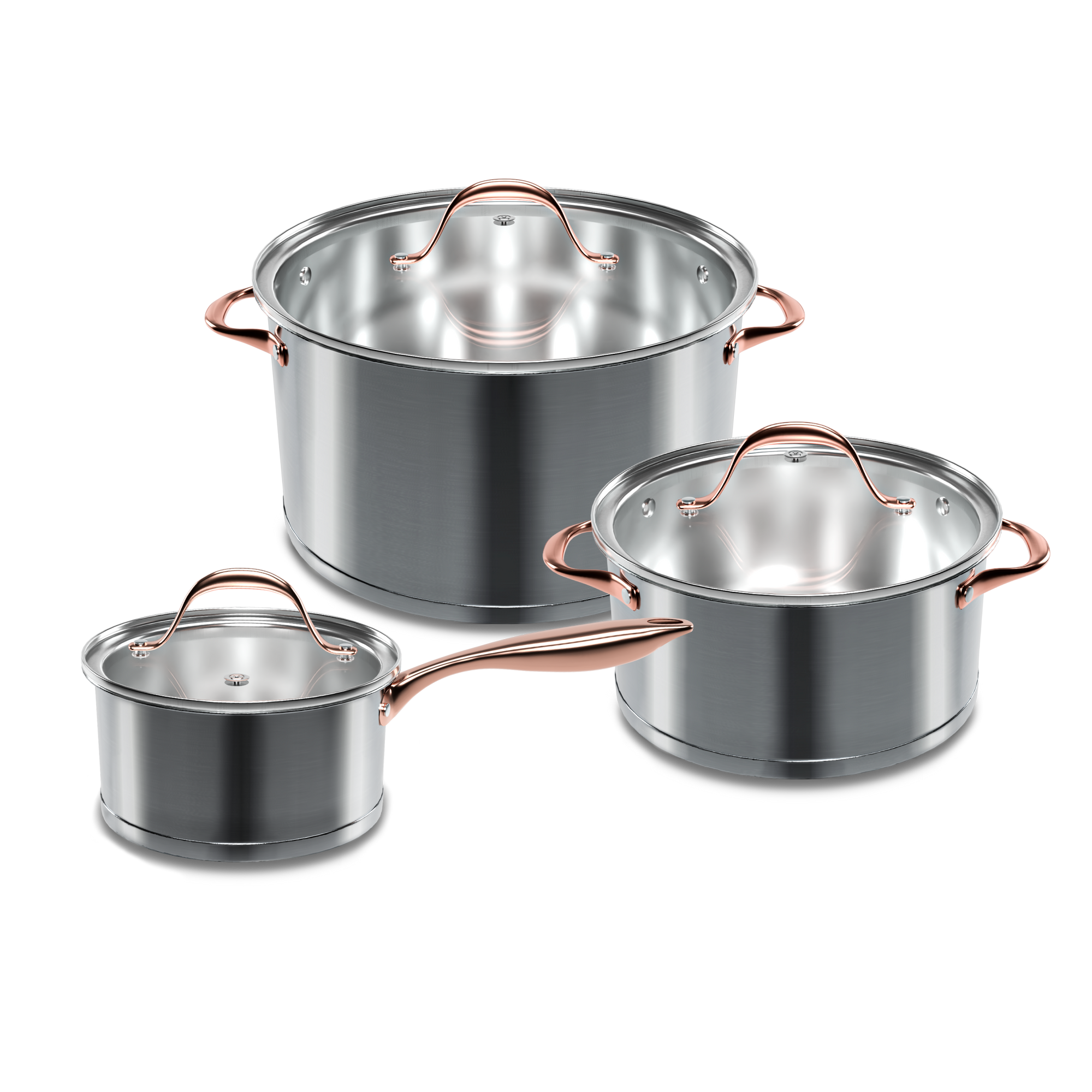 Batería De Cocina 6 Piezas Acero Inoxidable Copper 4504